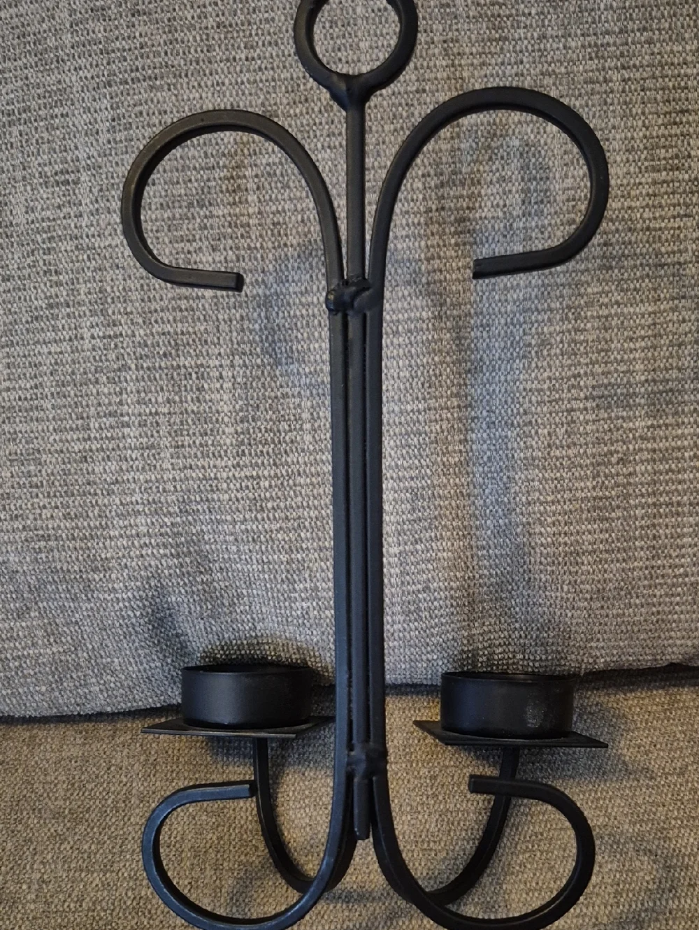 Black Iron Double Metal Candle Holder Wall Sconce